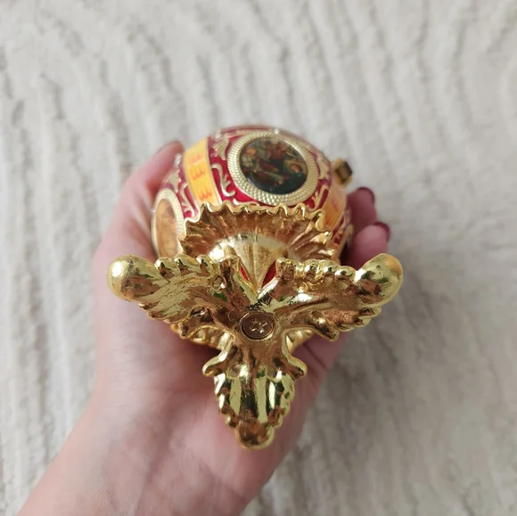 Faberge Red and Gold Decorative Egg - Picture 8 of 8